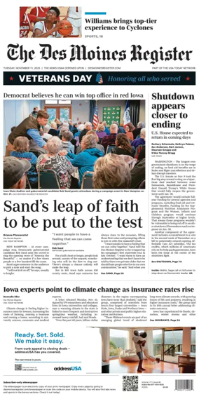 Cover of The Des Moines Register