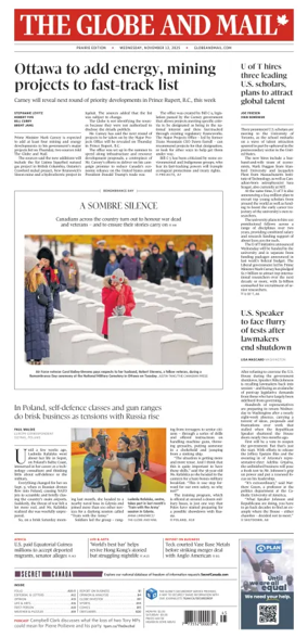 Cover of The Globe and Mail (Prairie Edition)