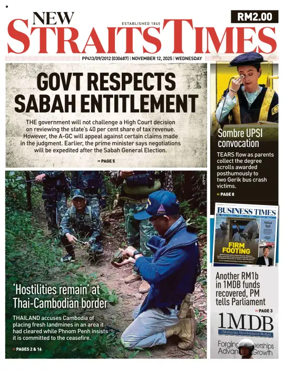 Cover of New Straits Times
