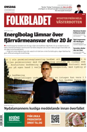 Cover of Folkbladet Västerbotten
