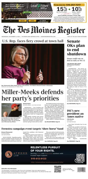 Cover of The Des Moines Register