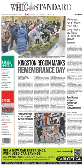 Cover of Kingston Whig-Standard
