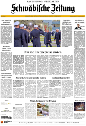 Cover of Schwaebische Zeitung (Ravensburg / Weingarten)