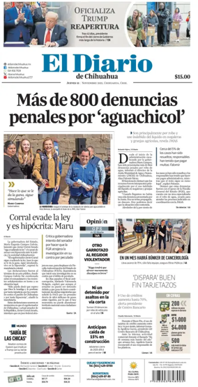 Cover of El Diario de Chihuahua