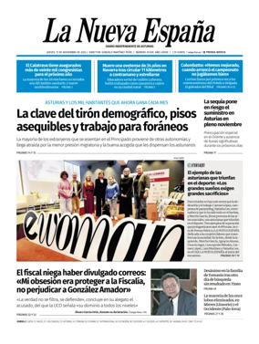 Cover of La Nueva España (Oviedo)