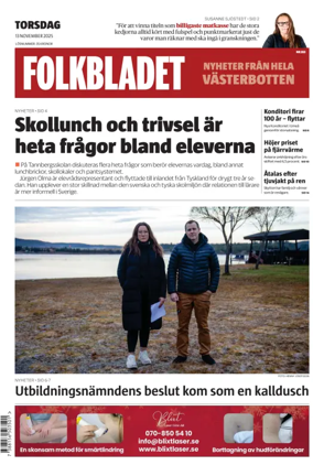 Cover of Folkbladet Västerbotten