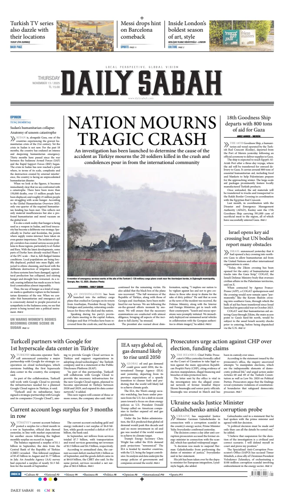 Cover of Daily Sabah (Turkey)