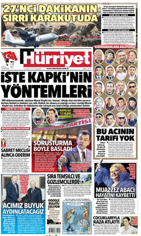 Cover of Hurriyet Print Edition