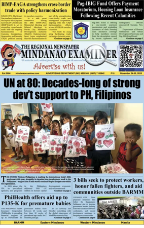 Cover of The Mindanao Examiner Regional Newspaper