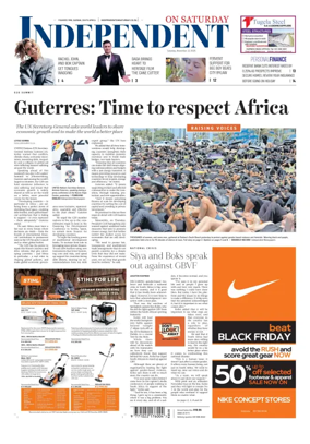 Cover of The Independent on Saturday