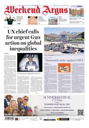 Cover of Weekend Argus (Saturday Edition)