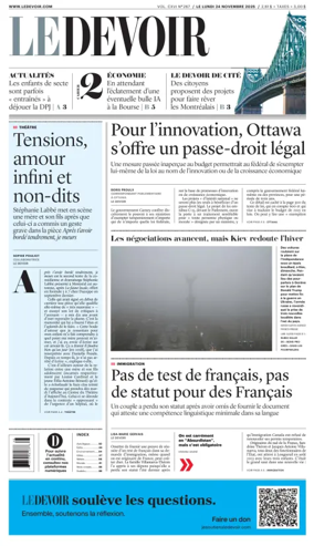 Cover of Le Devoir