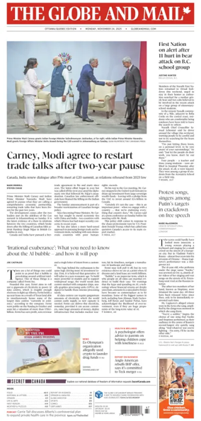 Cover of The Globe and Mail (Ottawa/Quebec Edition)