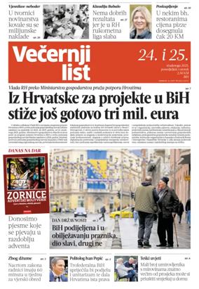 Cover of Večernji list BiH