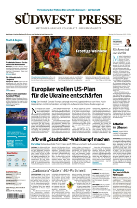 Cover of Südwest Presse (Metzinger Uracher Volksblatt / Der Ermstalbote)