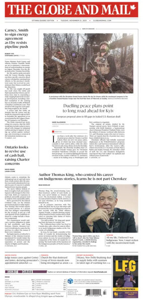 Cover of The Globe and Mail (Ottawa/Quebec Edition)