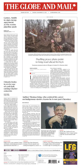 Cover of The Globe and Mail (Prairie Edition)