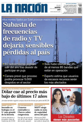 Cover of La Nacion (Costa Rica)