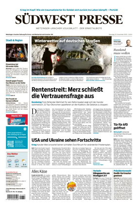 Cover of Südwest Presse (Metzinger Uracher Volksblatt / Der Ermstalbote)