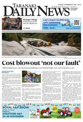 Cover of Taranaki Daily News