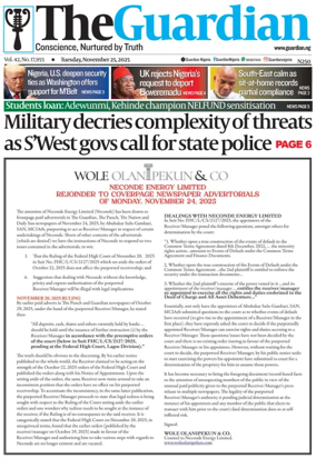 Cover of The Guardian Nigeria