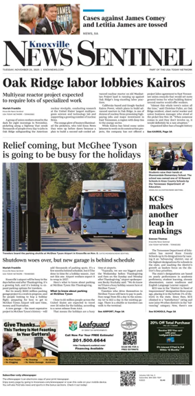 Cover of Knoxville News Sentinel