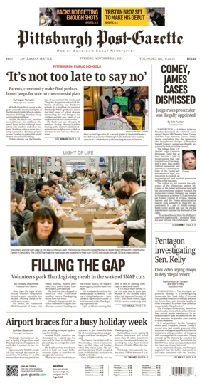 Cover of Pittsburgh Post-Gazette