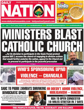 Cover of Daily Nation Newspaper