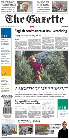 Cover of Montreal Gazette