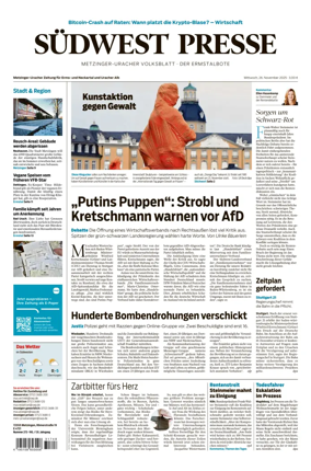 Cover of Südwest Presse (Metzinger Uracher Volksblatt / Der Ermstalbote)