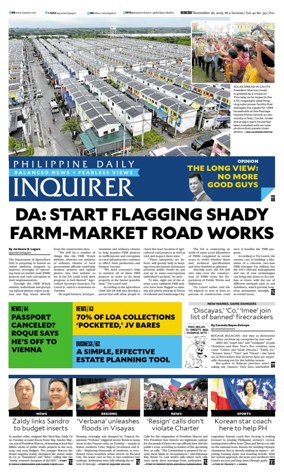 Cover of Philippine Daily Inquirer