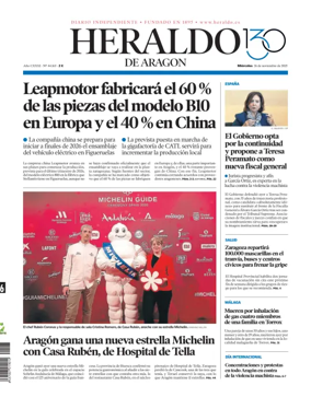 Cover of Heraldo de Aragón