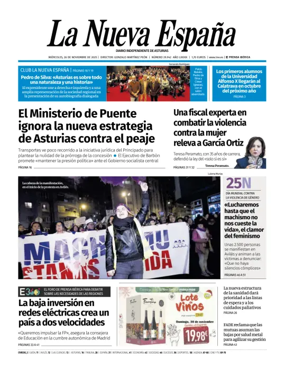 Cover of La Nueva España (Oviedo)