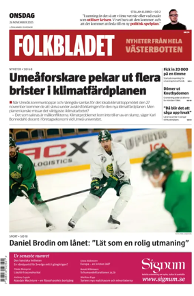 Cover of Folkbladet Västerbotten