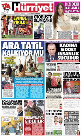 Cover of Hurriyet Print Edition