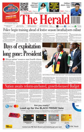 Cover of The Herald (Zimbabwe)