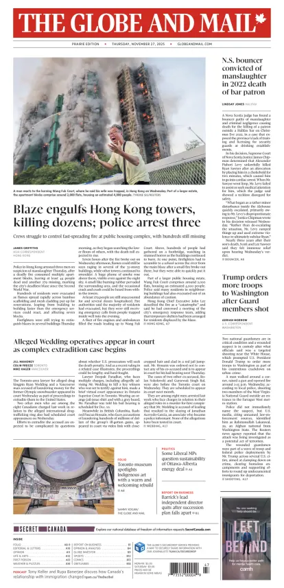 Cover of The Globe and Mail (Prairie Edition)