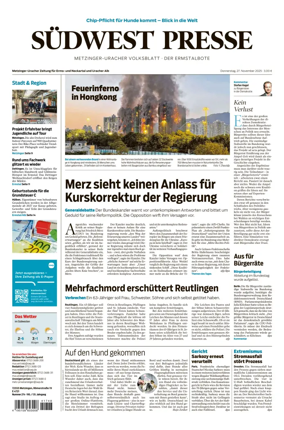 Cover of Südwest Presse (Metzinger Uracher Volksblatt / Der Ermstalbote)