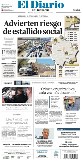 Cover of El Diario de Chihuahua