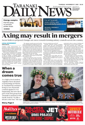 Cover of Taranaki Daily News