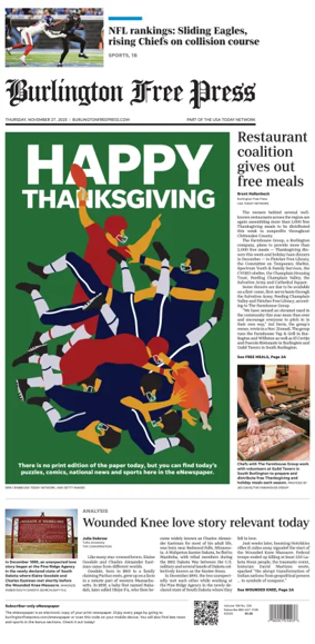 Cover of Burlington Free Press