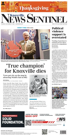 Cover of Knoxville News Sentinel