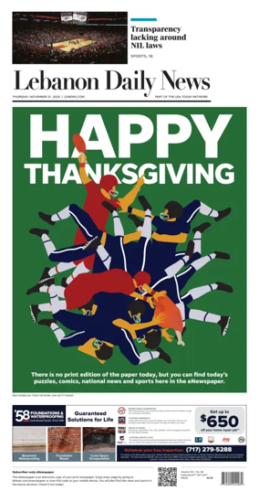 Cover of Lebanon Daily News