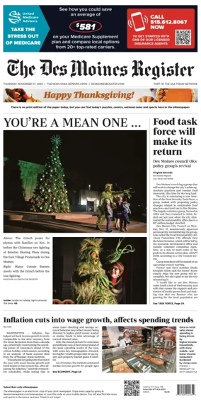 Cover of The Des Moines Register