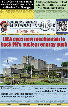 Cover of The Mindanao Examiner Regional Newspaper