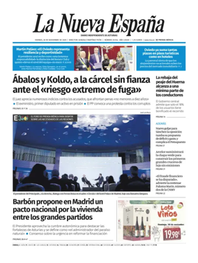 Cover of La Nueva España (Oviedo)