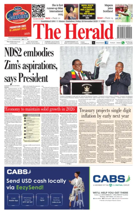 Cover of The Herald (Zimbabwe)