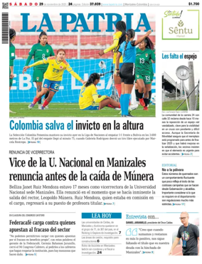 Cover of La Patria (Colombia)