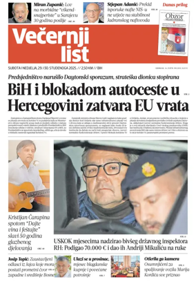 Cover of Večernji list BiH