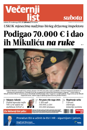 Cover of Vecernji list - Hrvatska